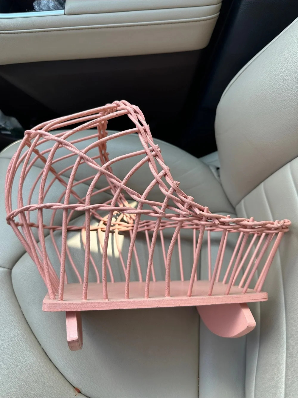 Antique Vintage Baby Doll Rocking Cradle/Wood & Wicker/13